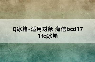 Hisense海信BCD-177F/Q冰箱-适用对象 海信bcd171fq冰箱